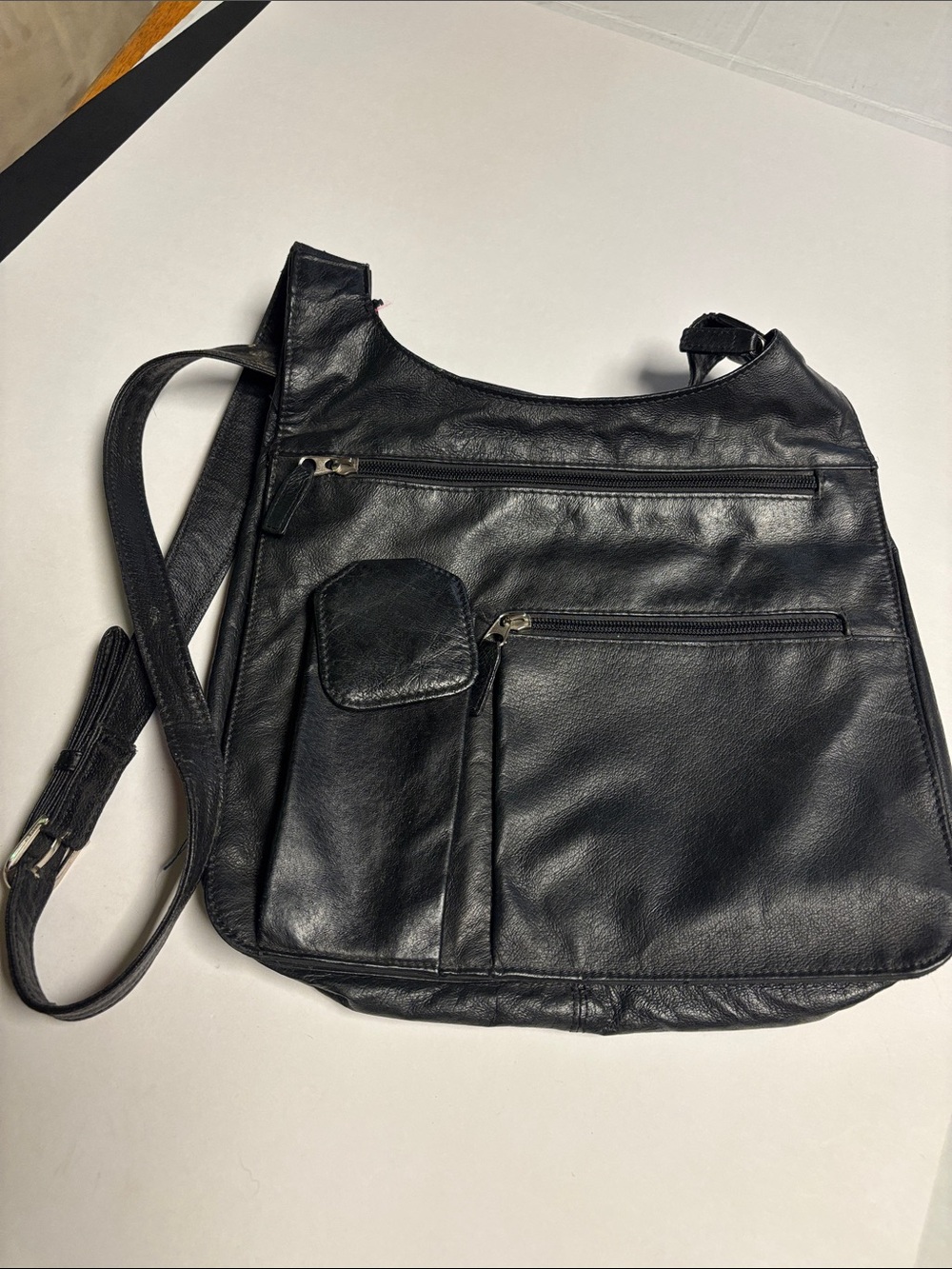 Classic Black Leather Crossbody Bag for Women